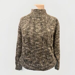 Vintage D D Sloane Sweater Sz Med Acrylic Wool Mock Neck Green Cable Knit‎